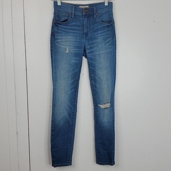 Madewell Denim - Madewell Skinny Skinny Jeans 9 Inch High Riser Ripped Knee Distressed Womens 24